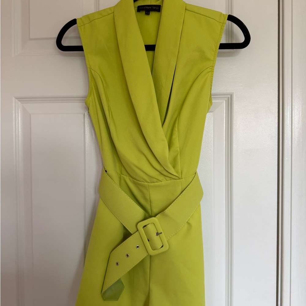 Lime Green Sleeveless Jumpsuit with Belt